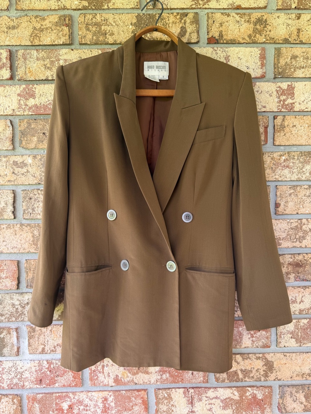 Vintage Hugo Buscati Milano Double Breasted Blazer 100% Silk Women’s Size 6P
